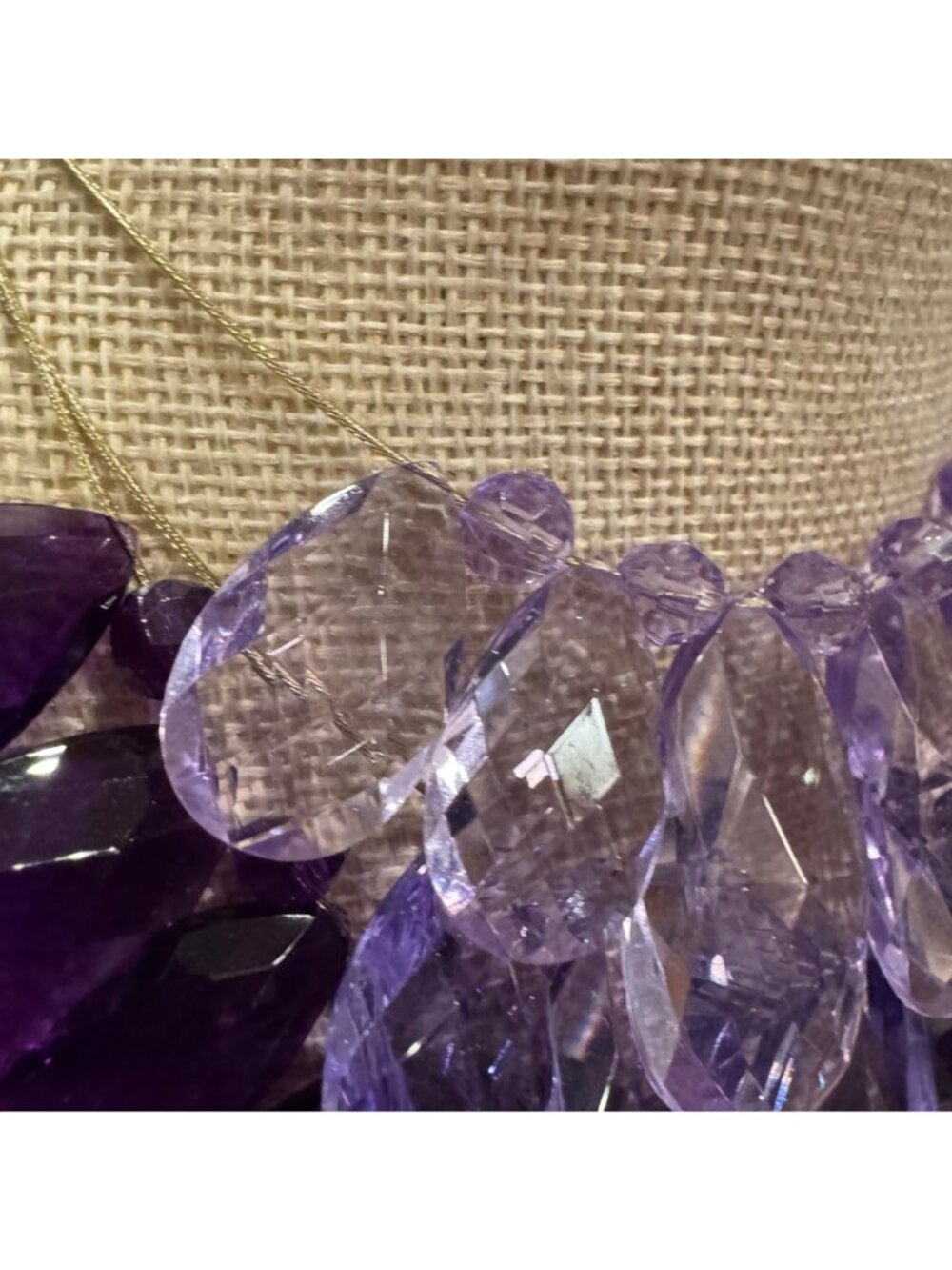 Joan Rivers Ombré Faceted Teardrop Bib Necklace Purple & Lavender Statement Jewe - Picture 6 of 9